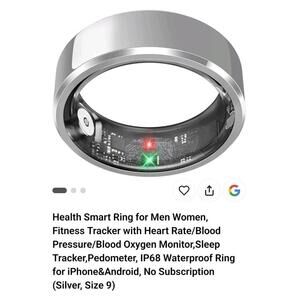 Smart Ring Sleep Tracking -  Heart Rate Fitness Tracker Waterproof size 9 black